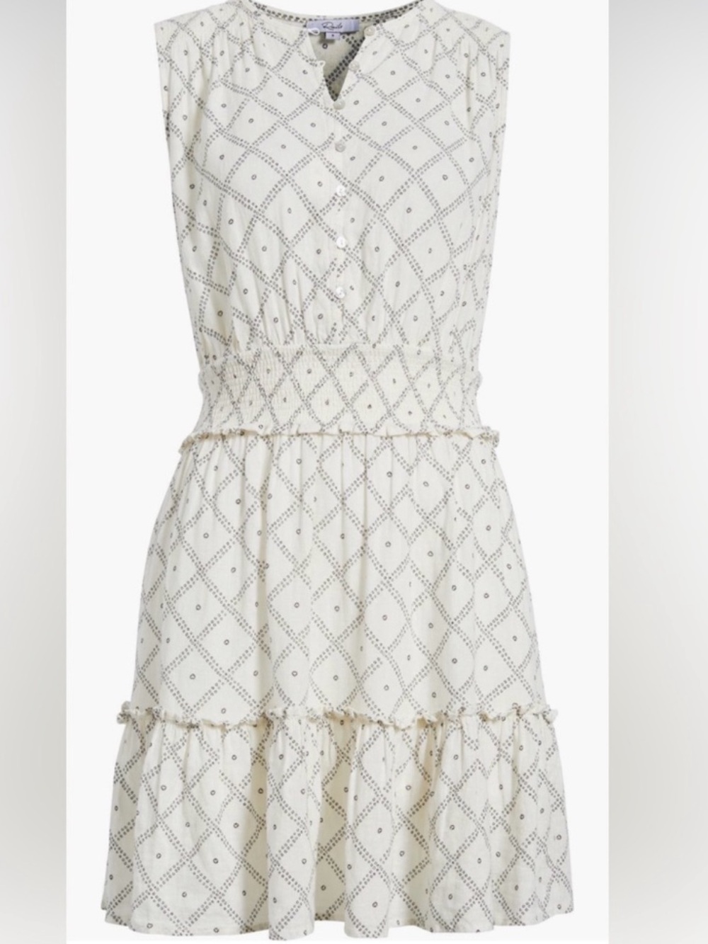 Rails Cindy Ivory Zanzibar Linen Blend Mini Dress NWT Large